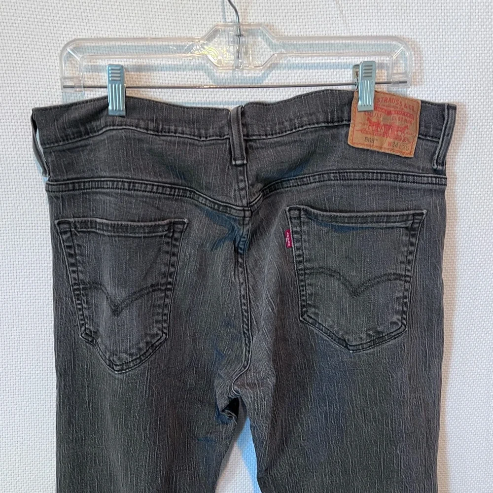 Levis 569 Loose Straight Fit Jeans‎ Mens 34x36 Black Wash Denim Pants READ